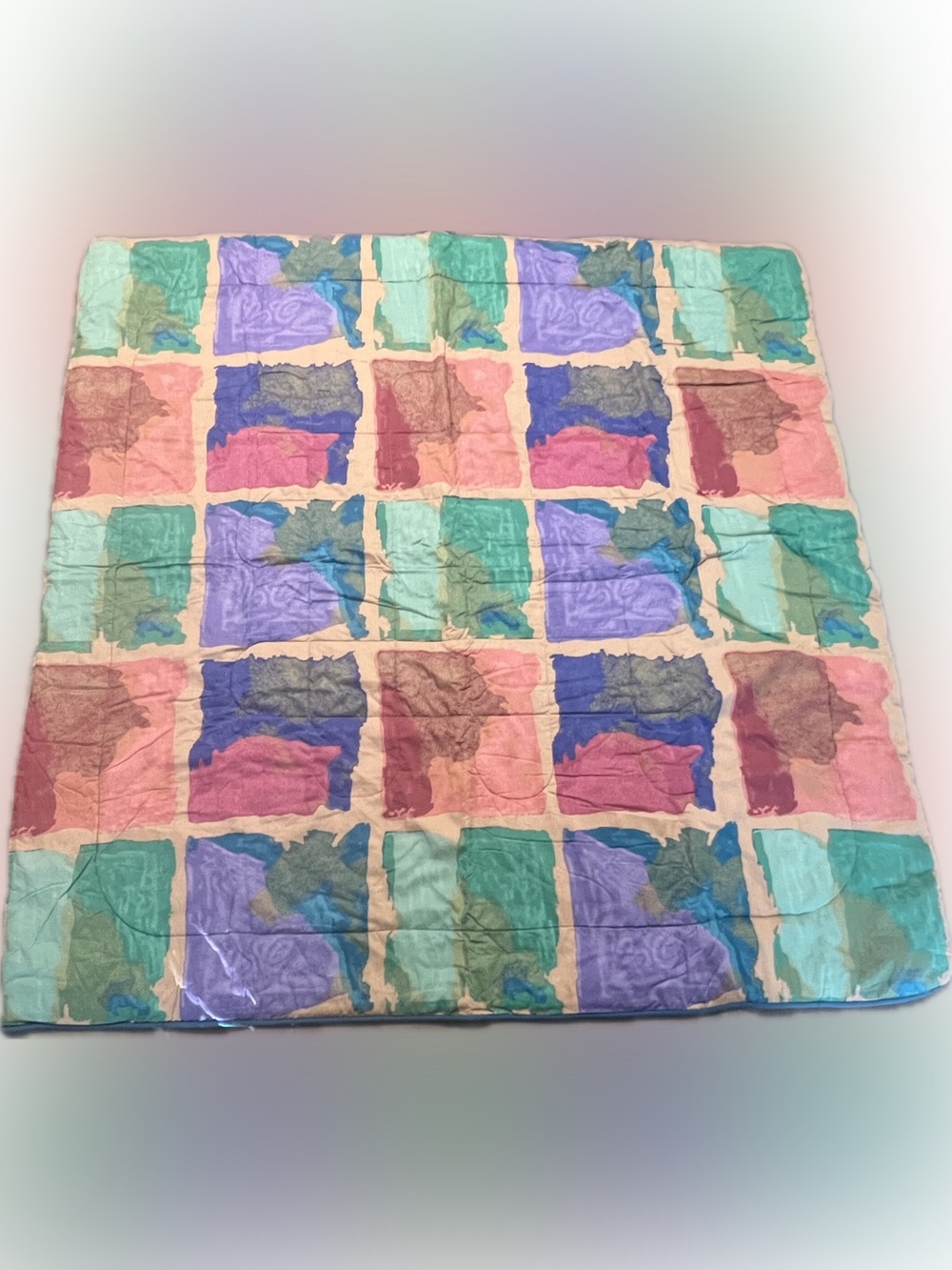 Vintage Multicolor Abstract Geometric Blocks Watercolor Reversible Full/Queen